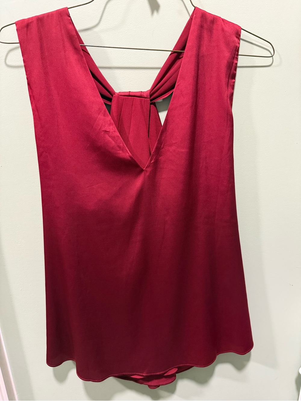 White House Black Market Burgundy V-Neck Twist-Back Camisole